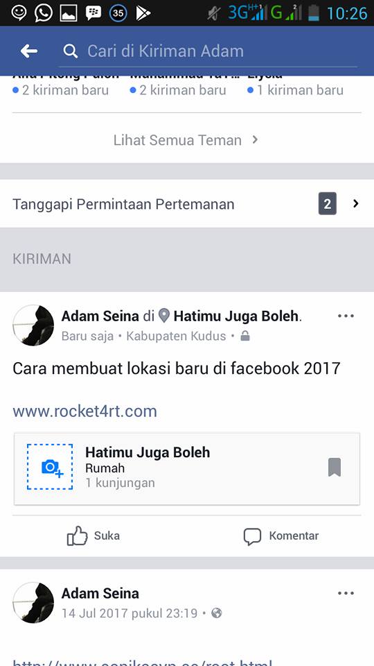 Cara Membuat Lokasi Tempat Singgah di Facebook Via HP Cara Membuat Lokasi Tempat Singgah di Facebook Via HP