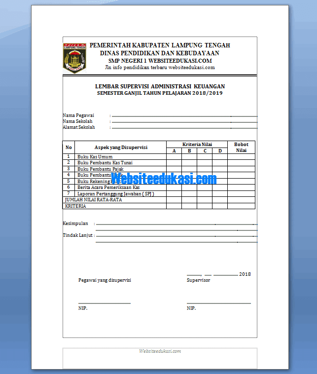 Contoh Buku Supervisi Kepala Sekolah View Contoh Buku