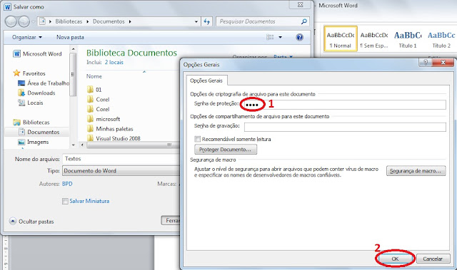 Como colocar senha no Word 2007 ou 2010