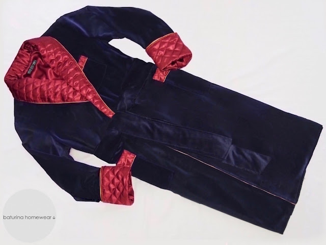 mens velvet dressing gown dark navy blue warm long quilted silk collar gentleman's robe full length