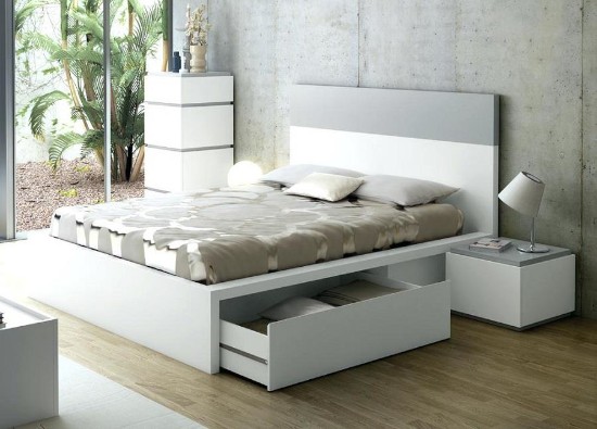 desain inspiratif tempat tidur dengan lemari di bawahnya