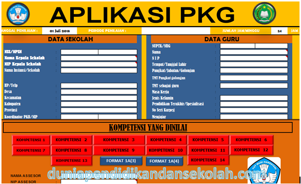 Aplikasi Penilaian Kinerja Guru (PKG) Format EXCEL Semua