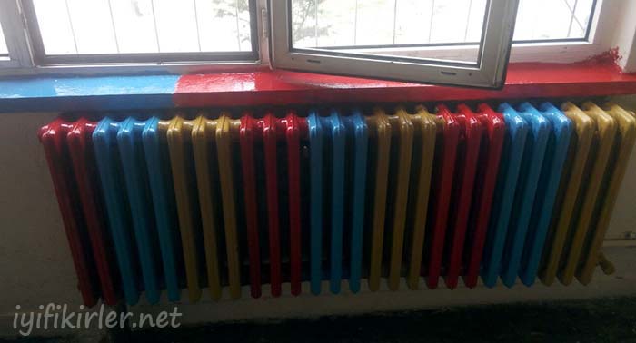 Kalorifer Peteği Boyama Ve Süsleme Fikirleri renkli radyatör boyama