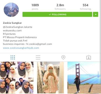 Akun Instagram Zaskia Sungkar
