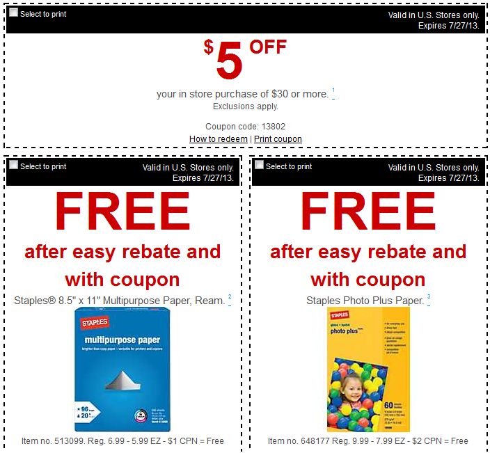 new-staples-coupons-5-off-30-purchase-free-multipurpose-paper