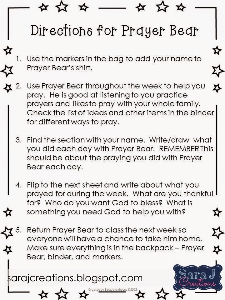 Classroom Freebies Too: Prayer Bear Freebie
