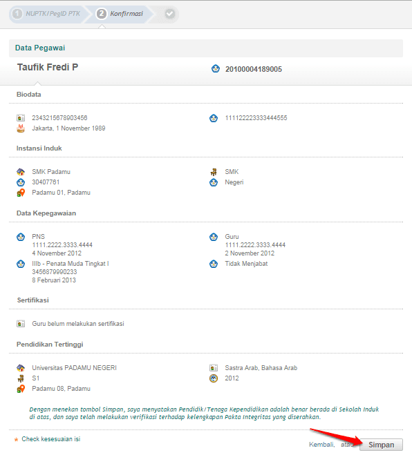 Panduan Pemeriksaan Pakta Integritas Registrasi Ptk Baru Oleh
