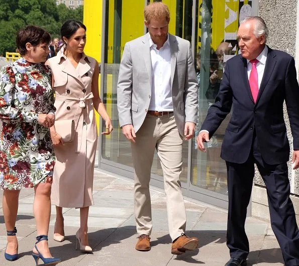 Meghan Markle wore Nonie trench coat from the Nonie SS18 collection. Canadian-based luxury fashion label. Mulberry Handbag, Dior Shoes