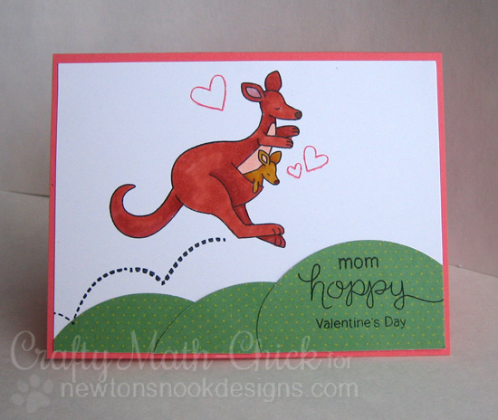 Kangaroo Valentine Card by Crafty Math-Chick | Hoppy Days Valentine Stamp Set by Newton's Nook Designs #newtonsnook