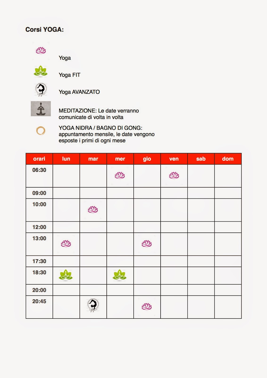 Jiva Yoga School Calendario Corsi di Yoga 2014/2015