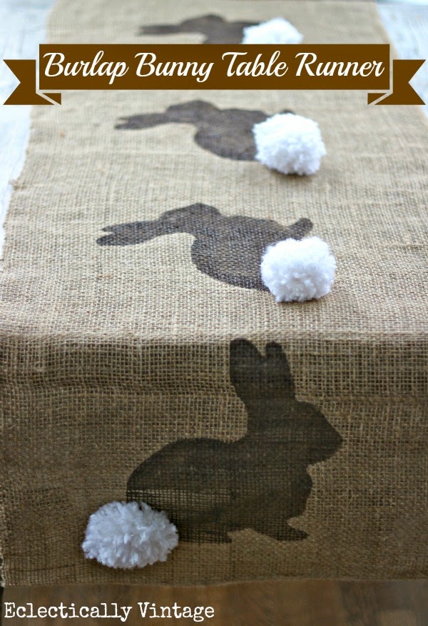 http://eclecticallyvintage.com/2013/03/burlap-bunny-table-runner/