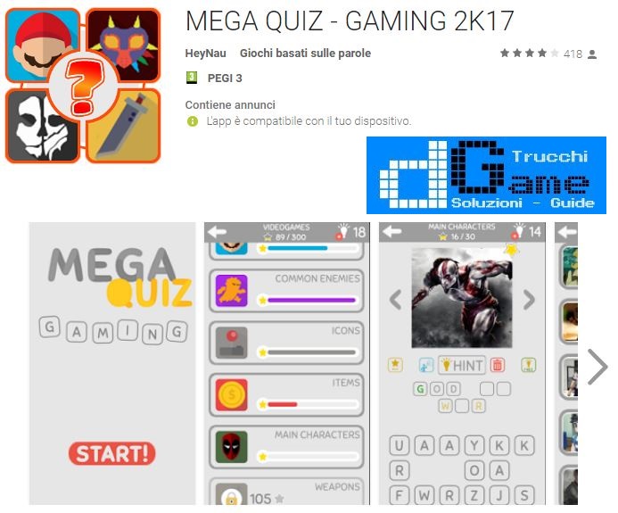 Soluzioni MEGA QUIZ - GAMING 2K17 | Screenshot Livelli con Risposte