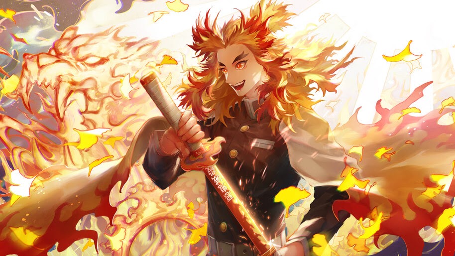 Kyojuro, Katana, Kimetsu no Yaiba, 4K, #3.1460