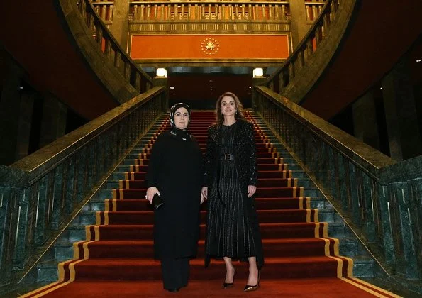King Abdullah and Queen Rania, President Erdoğan and Emine Erdoğan at Presidential Palace in Ankara