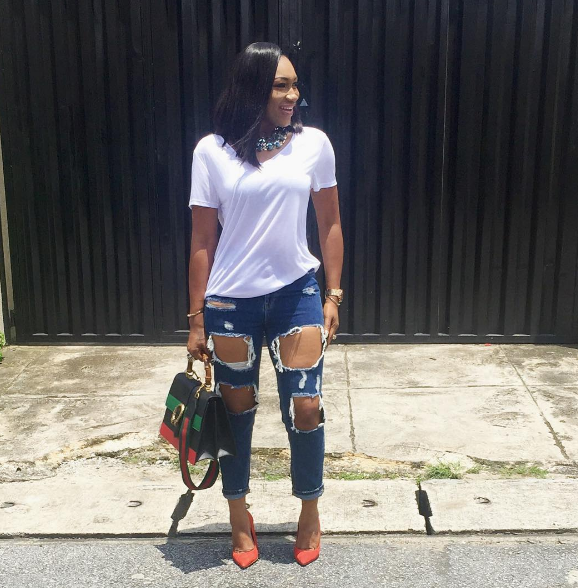 Ebube Nwagbo steps out in ripped jeans