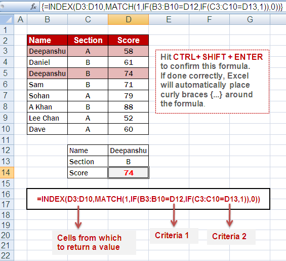 INDEX-MATCH Version 2: Multiple Criteria lookup value