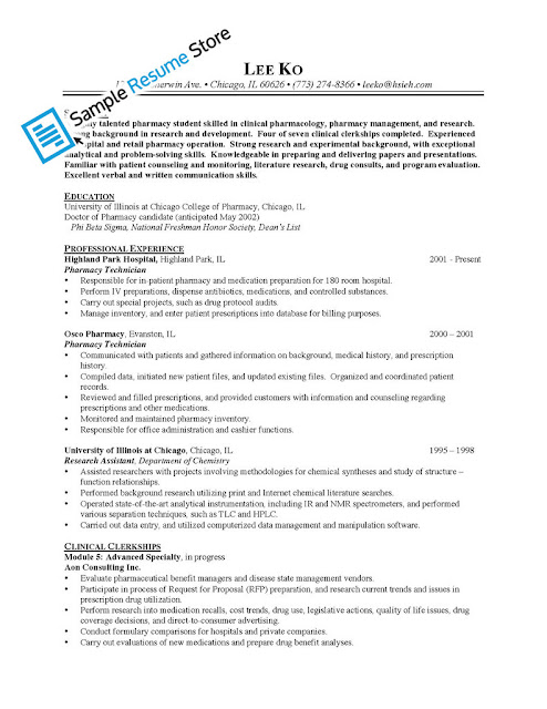 Pharmacy technician resume help
