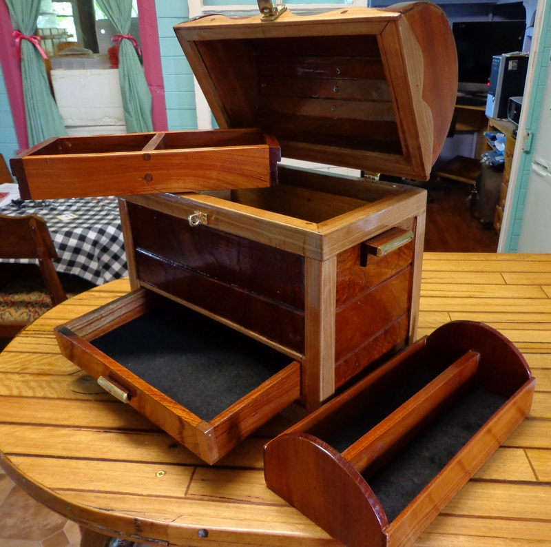 Ebor woodwork & Crafts Large jewellery chest with brass fittings