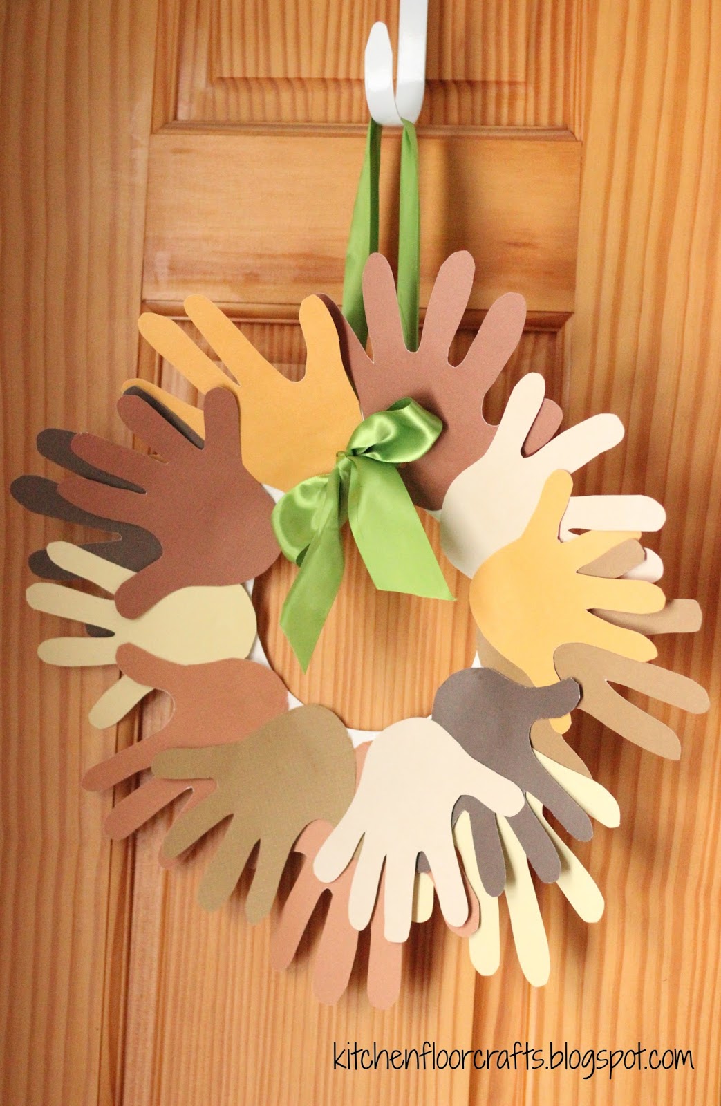 Kitchen Floor Crafts: Shades of People Handprint Wreath