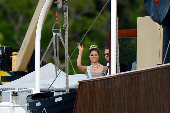 Princess Charlene of Monaco, Prince Edward, Earl of Wessex and Sophie, Countess of Wessex depart for the banquet after the wedding ceremony of Princess Madeleine of Sweden and Christopher O’Neill.