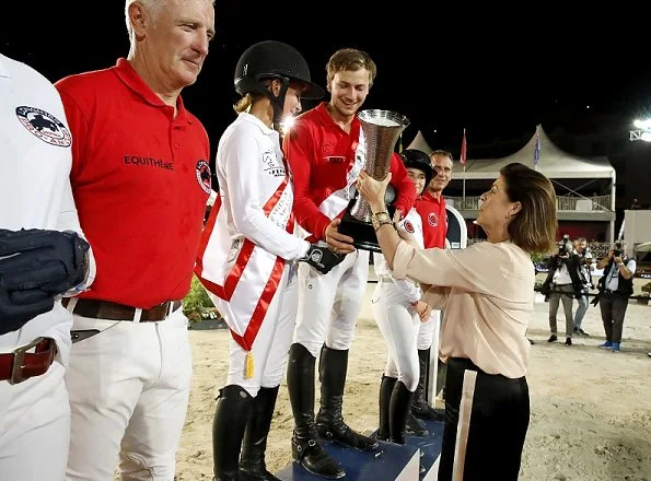 Princess Caroline of Hanover and Charlotte Casiraghi presented prizes to the winners. 2018 Monaco Longines Pro Am Cup show jumping contest