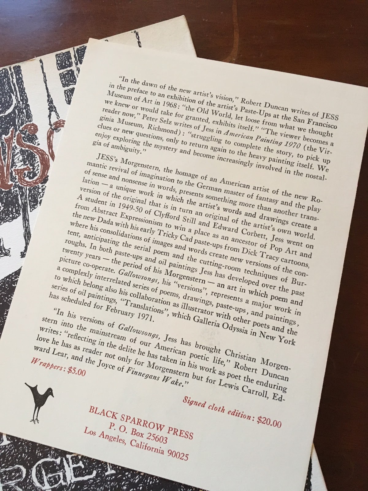 The Oxen Of The Sun Gallowsongs By Jess Black Sparrow Press