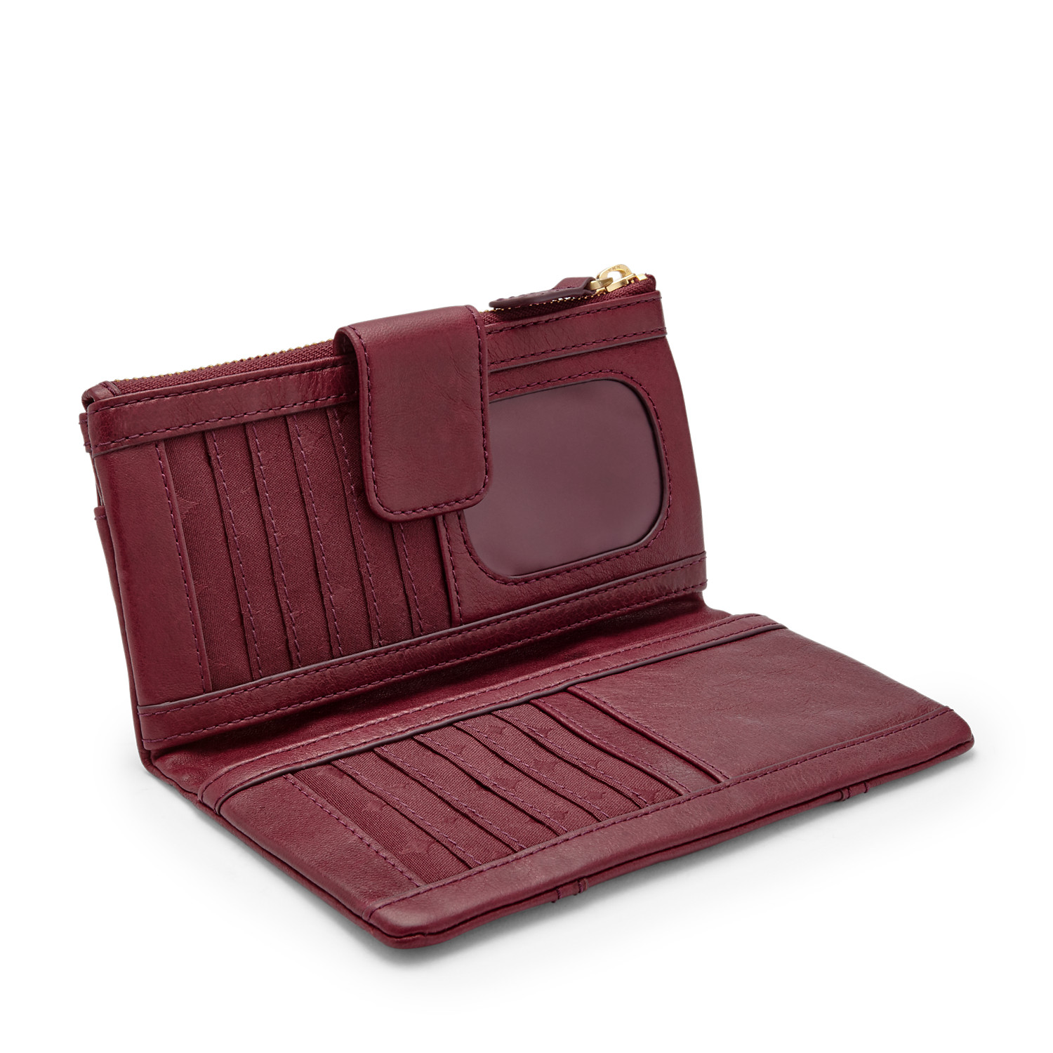 USA Boutique: Fossil Emory Leather Clutch Wallet - Maroon