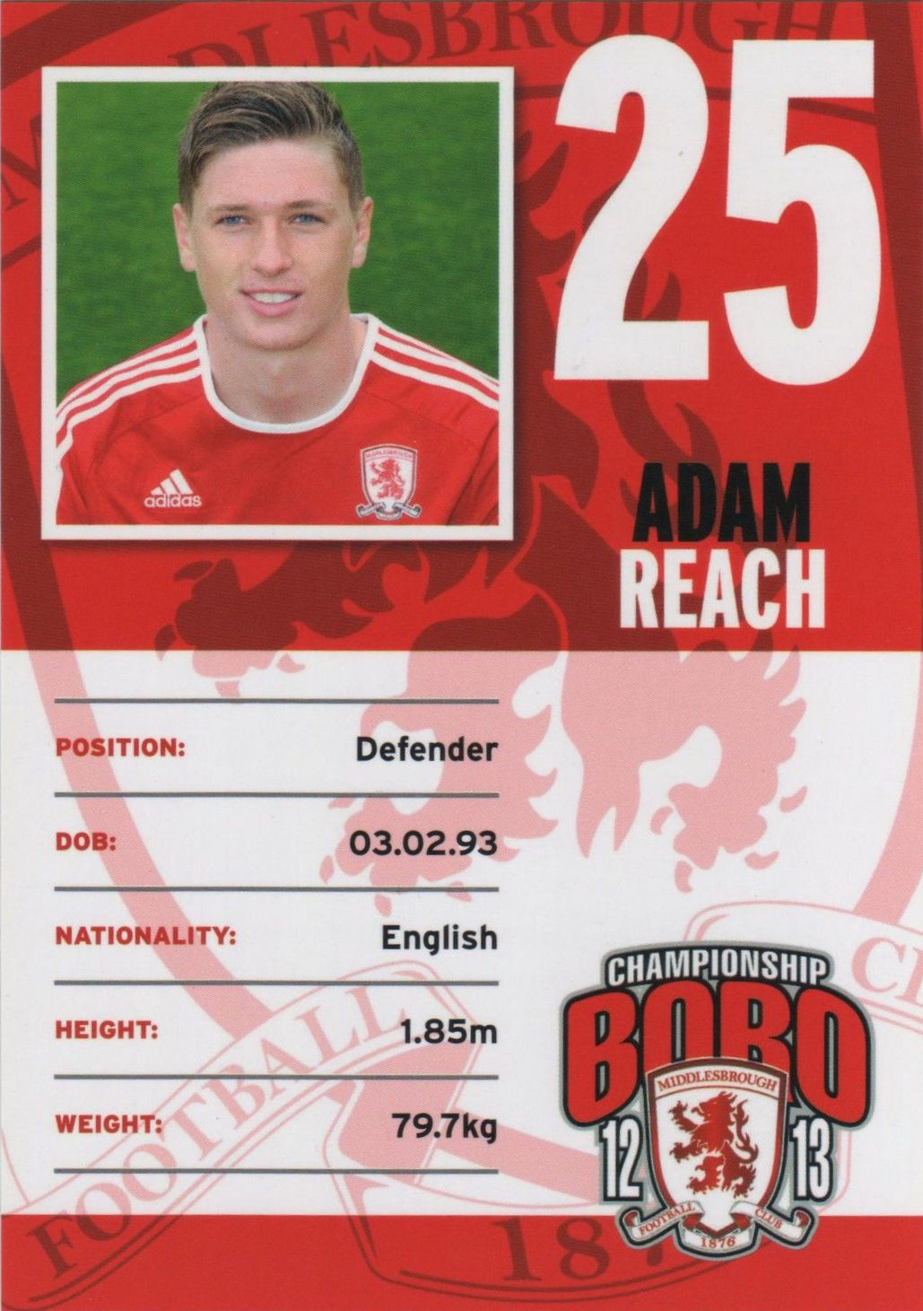 Football Cartophilic Info Exchange Middlesbrough F.C. Championship Boro Collector Cards (201213)