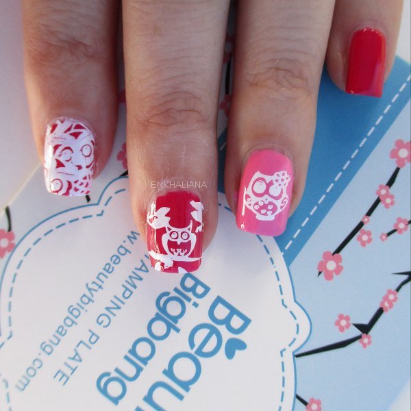 Owl Design Rectangle Nail Stamping Plate Animal Series For Manicure BBBXL-012