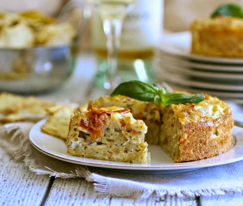 Vegetable Frittata with Pasta Chip Crust