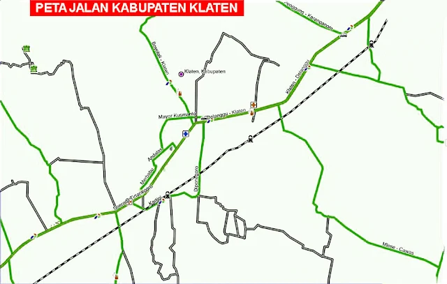 Gambar Peta Jalan Kabupaten Klaten, Jawa Tengah Lengkap