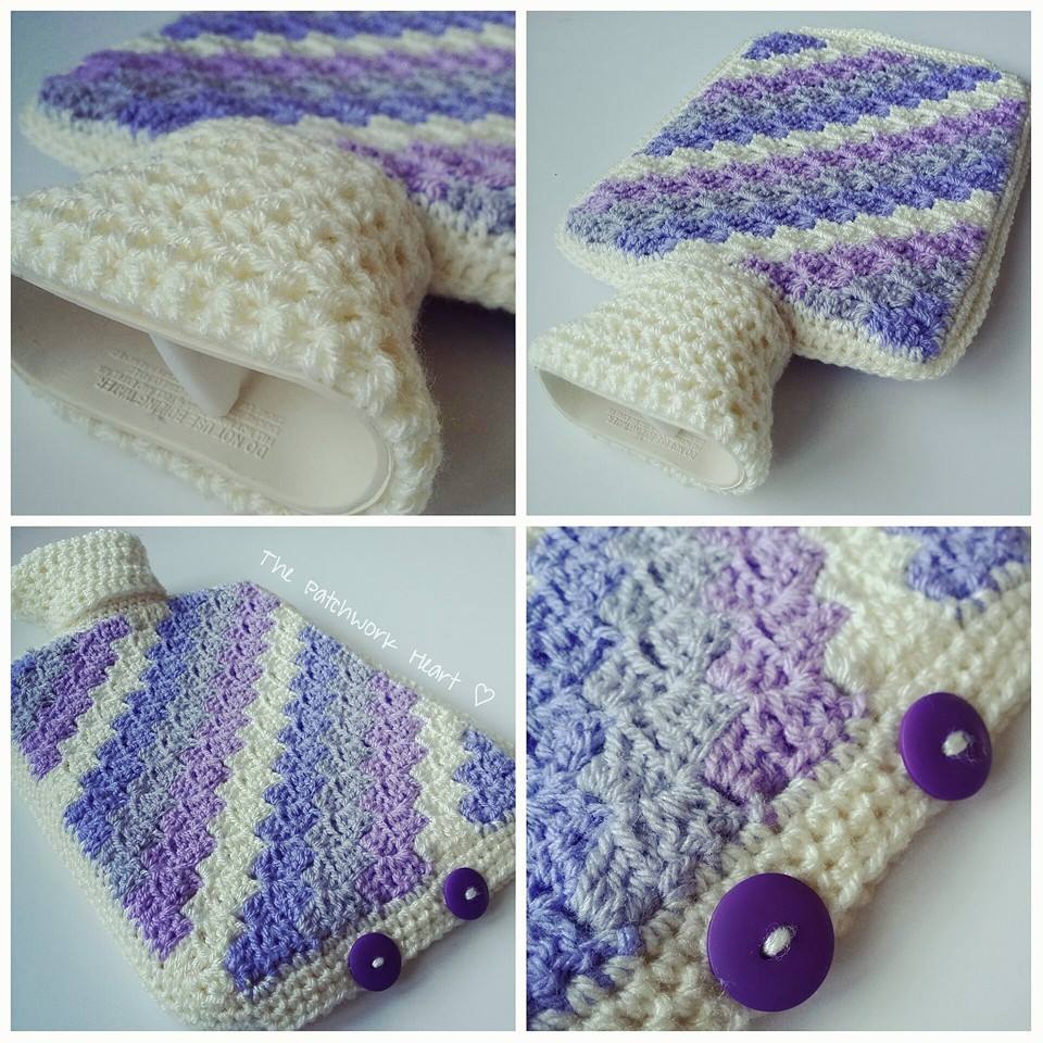 The Patchwork Heart Crochet hot water bottle covers The Patchwork Heart Crochet hot water bottle covers