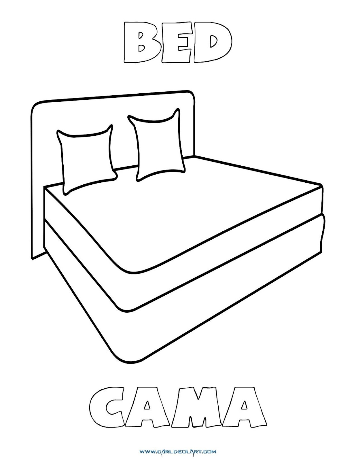 Dibujos Inglés Español con C Cama Bed