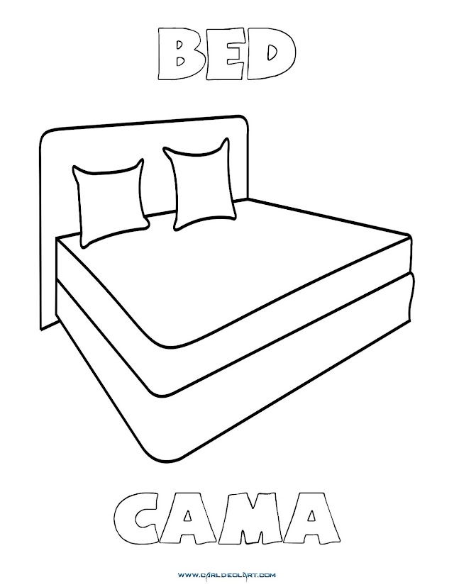 Dibujos Inglés - Español con C: Cama - Bed