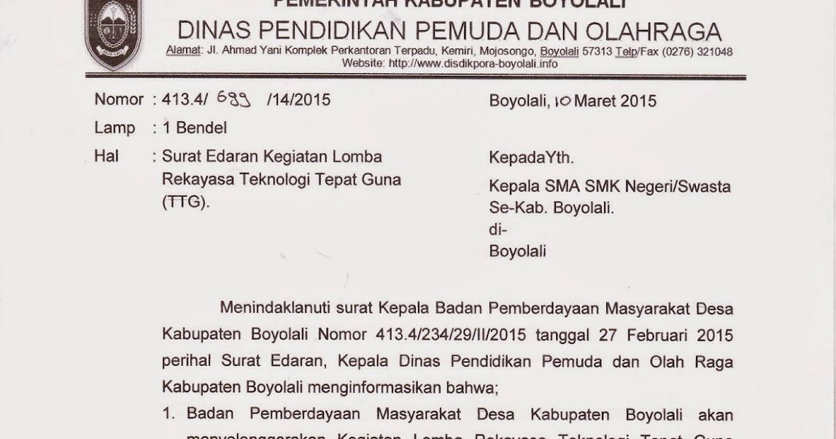 Contoh Surat Edaran Kegiatan Lomba Contoh Surat