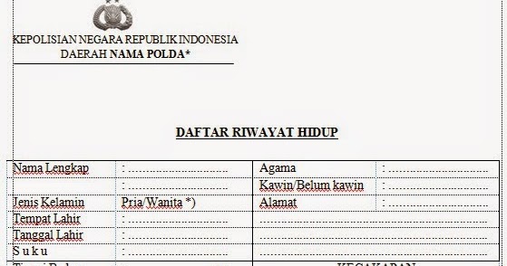 Contoh Surat Daftar Riwayat Hidup Polri Nusagates