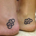 Sister love heart tattoos on feet 