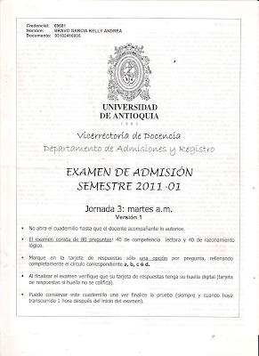 examen de admision udea