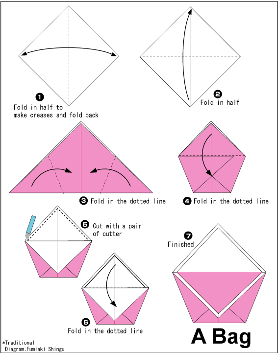 Bag - Easy Origami instructions For Kids