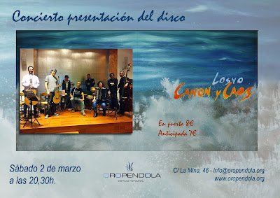 Concierto, Losvo, Oropéndola, Canon y caos, música, Guadalajara, agrupación musical, música folk, presentación disco