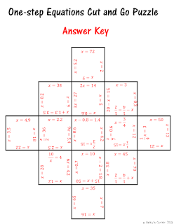  one step equations puzzle