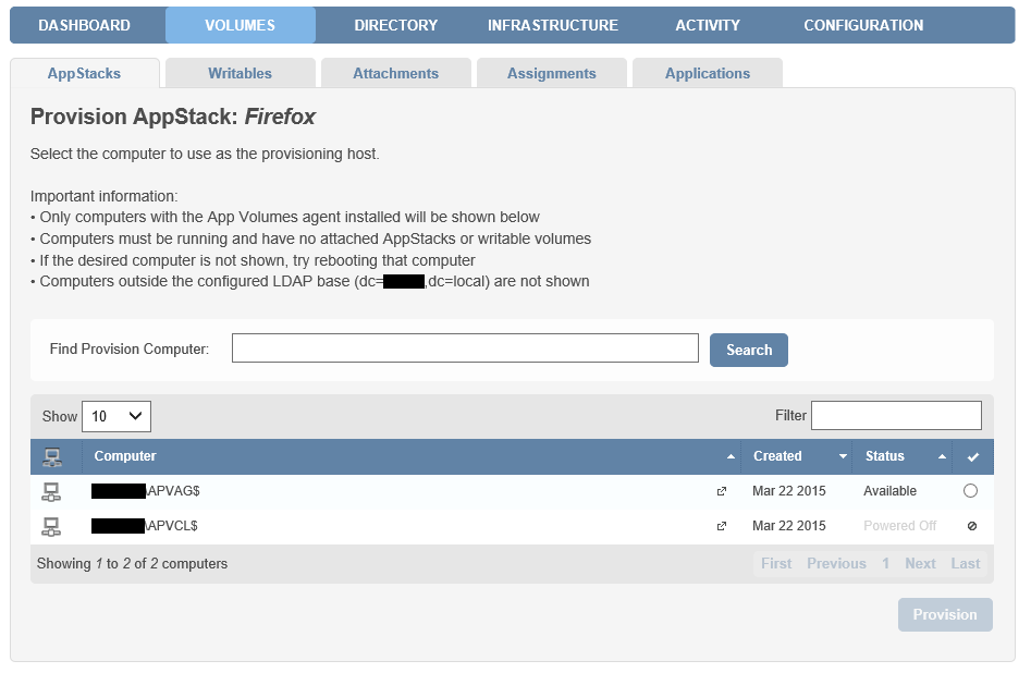 仮想化放浪記: AppStackの作成方法