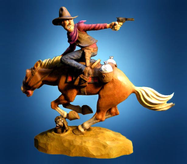 Wood Carving Cowboy Caricatures