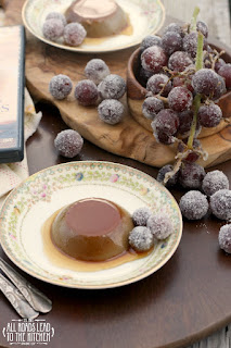 Chocolate Flan with Frosted Grapes