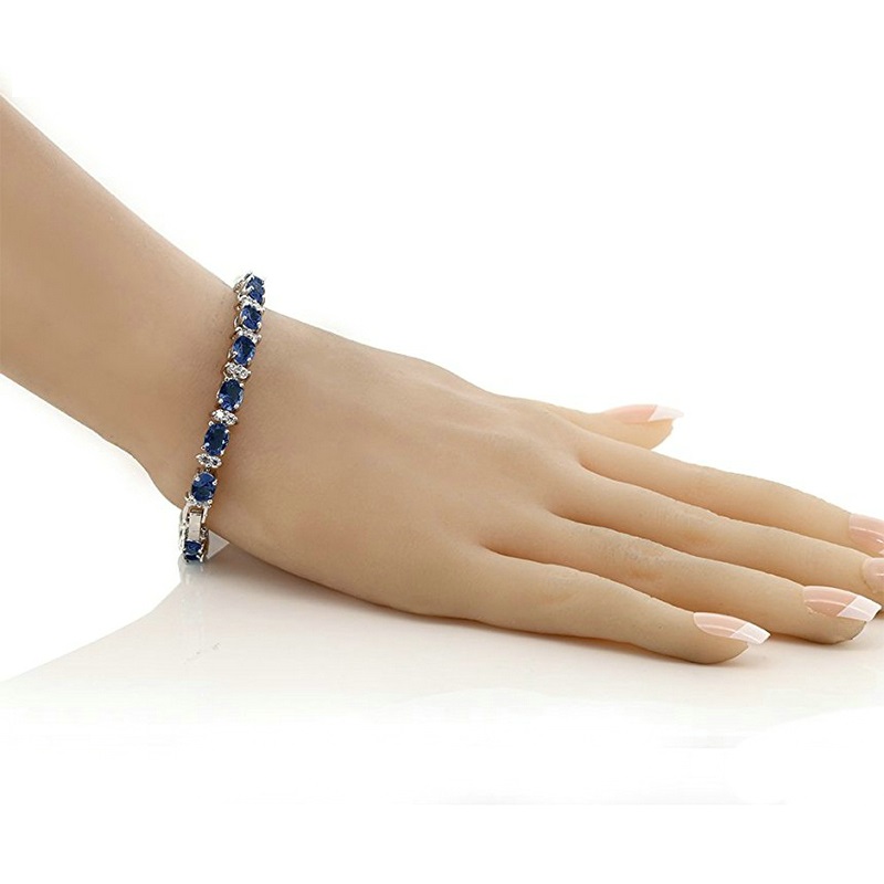 Sapphire Bracelet Gem Stone King CZ Tennis Bracelet 20ct Oval