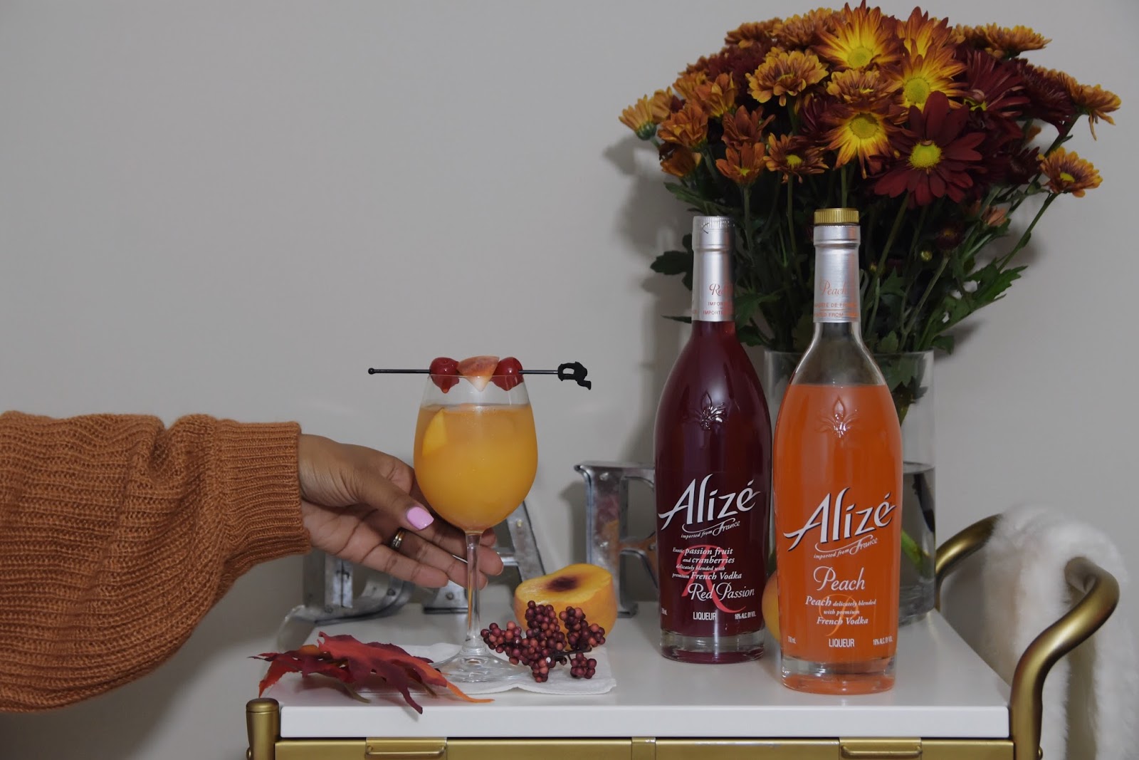 My Favorite Fall Cocktail, Alize, cocktail recipes, peaches, drinks with Alize, fall, peach, passion fruit, french vodka
