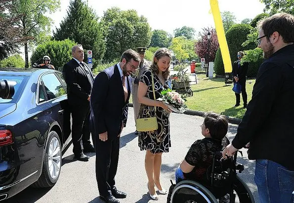 Ralph Lauren Plus Short-Sleeve Anchor-Print Dress. Hereditary Grand Duke Guillaume and Hereditary Grand Duchess Stephanie