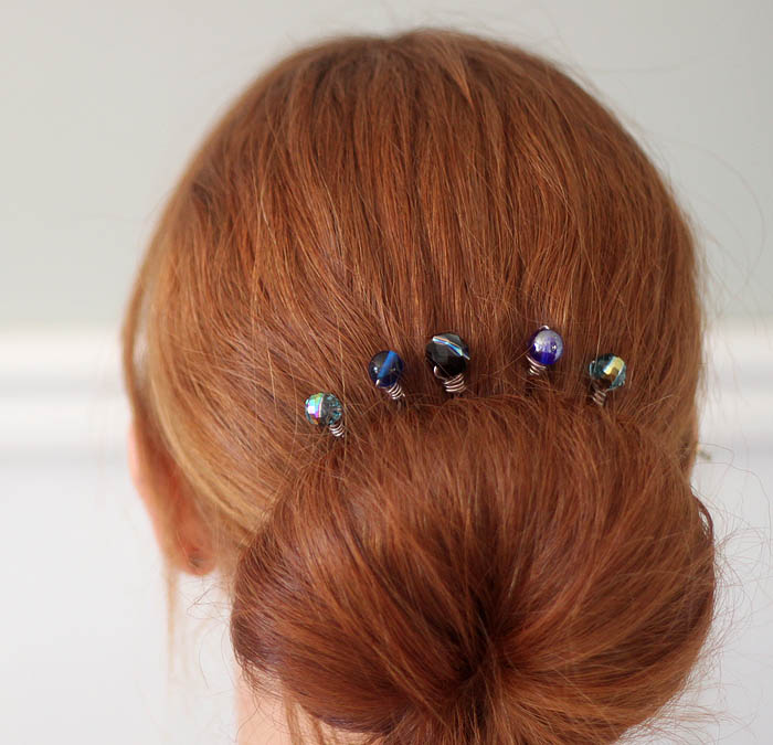Wire Wrapped Beaded Hair Pins DIY Gina Michele