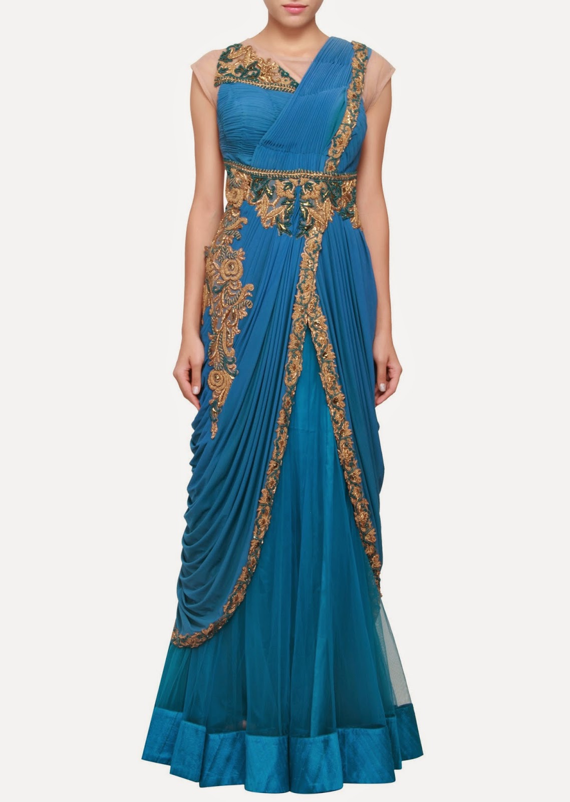 albarino net: Elegant Indowestern Gown and Lehenga Collection at Kalki ...