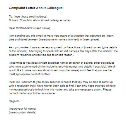 How To Write A Formal Complaint Letter About A Coworker How To Write A Formal Complaint Letter About A Coworker